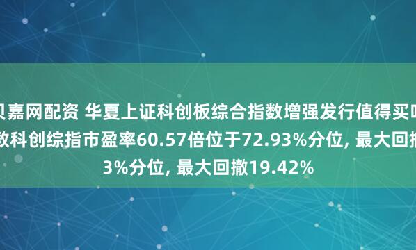 贝嘉网配资 华夏上证科创板综合指数增强发行值得买吗? 跟踪指数科创综指市盈率60.57倍位于72.93%分位, 最大回撤19.42%